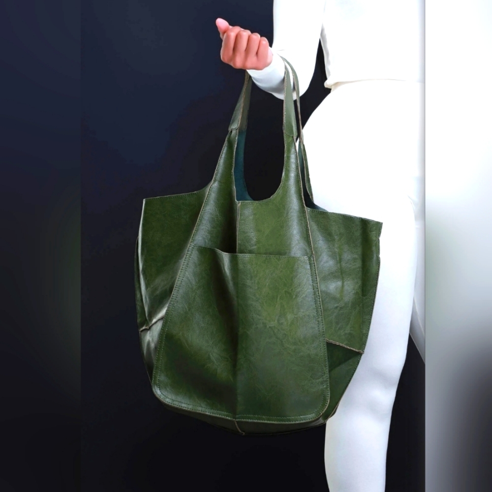 Soft Oversized Green Leather Bag